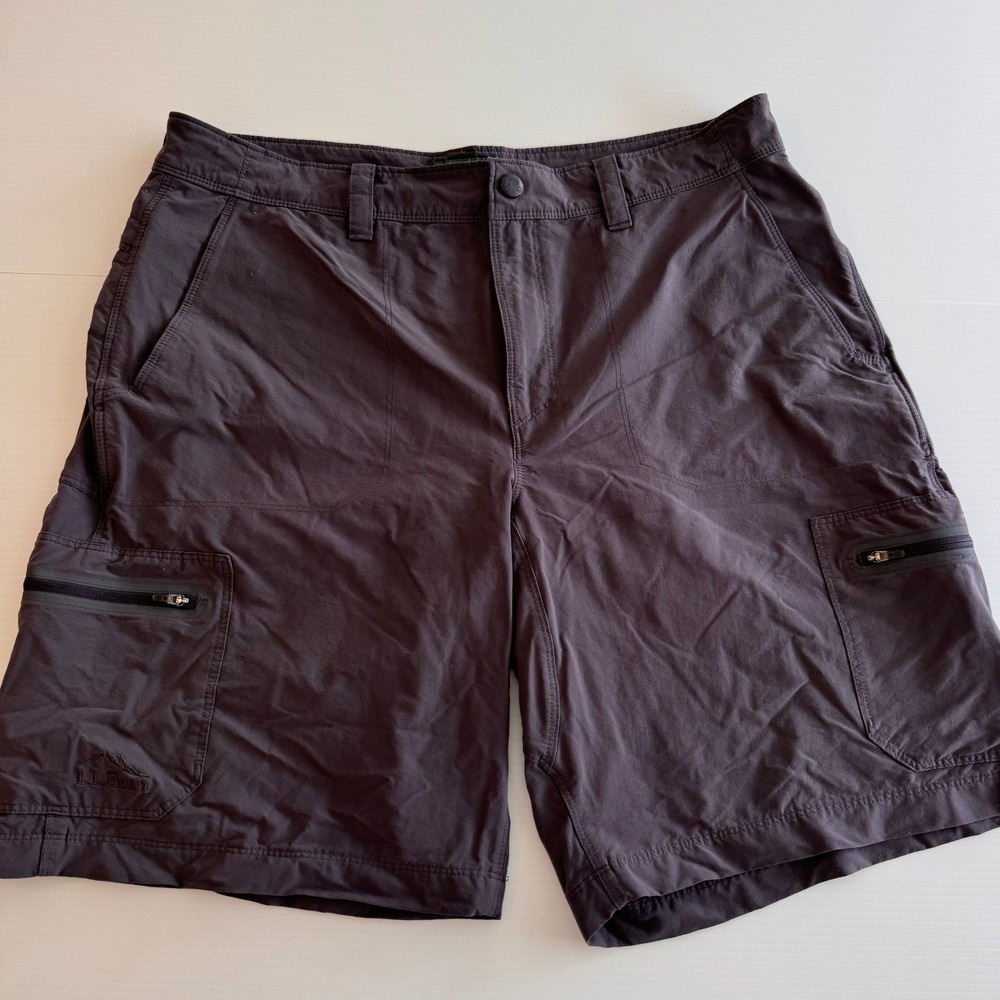 LL Bean Vista Trekking Cargo Shorts Mens 36W Gray Stretch Hiking Outdoor Utility